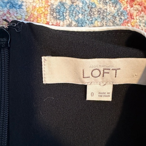 Loft black long-sleeved dress with white piping detail - Picture 2 of 6